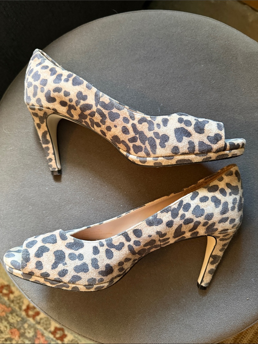 Cole Haan Drado Leopard Print Peep-Toe Heel Womens 8 Leather Work Fall - Picture 10 of 11